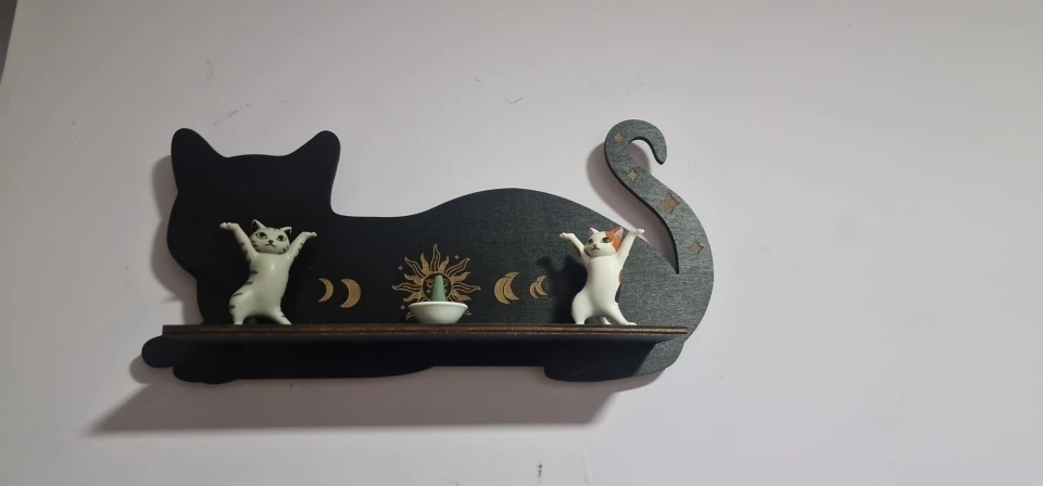 Black Cat Wooden Shelf, customer photo