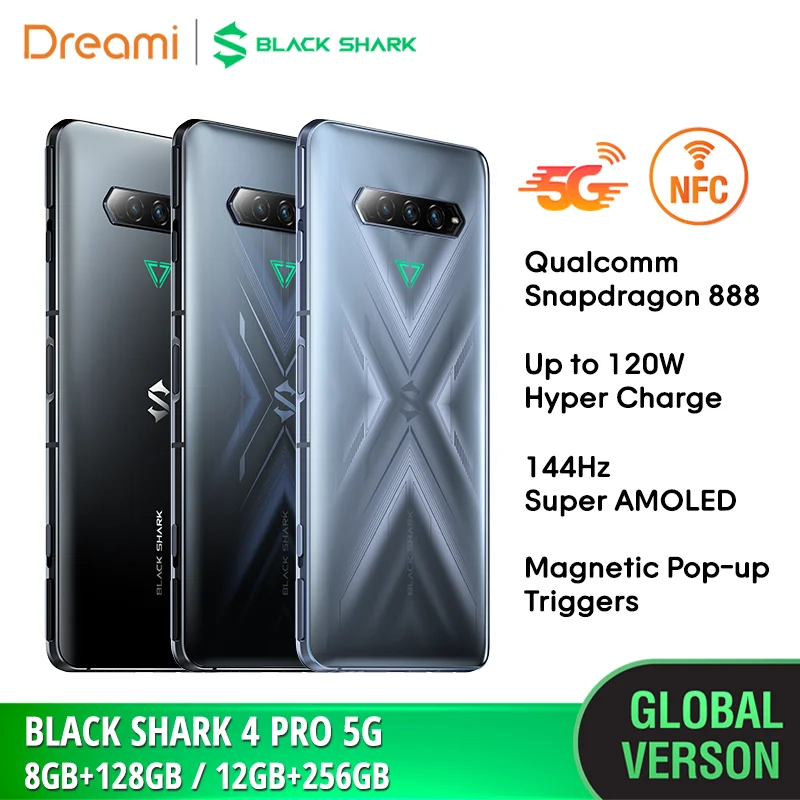 Black Shark 4 Pro 5G NFC 128 ГБ / 256 игровой телефон смартфон мобильный BlackShark Snapdragon 888 |