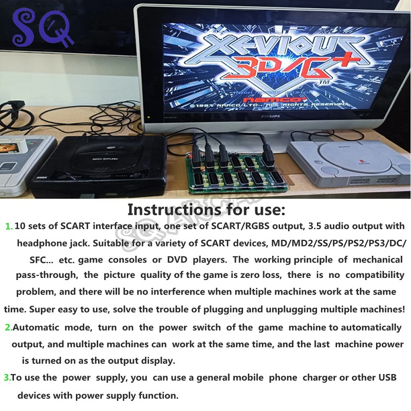 10 IN 1 OUT SCART 분배기 변환기 레트로 비디오 EUR SCART/popu SCART/RGBS 분배기 변환 보드 장치 용 자동 스위처