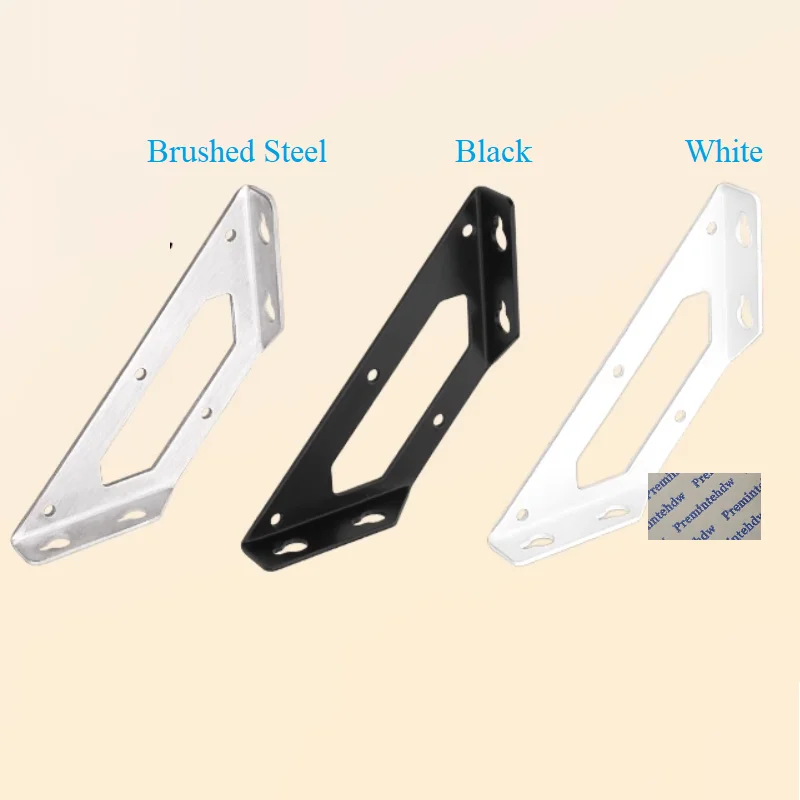 4Pcs Stainless Steel Triangle Corner Brace Bracket Shelf Supports Bed Chair Connecting Matte Black
