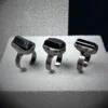 1pcs Price Antique Bronze Plating Natural Black Tourmaline Raw Rough Stone Open Ring Geniune Stone Jewelry 3