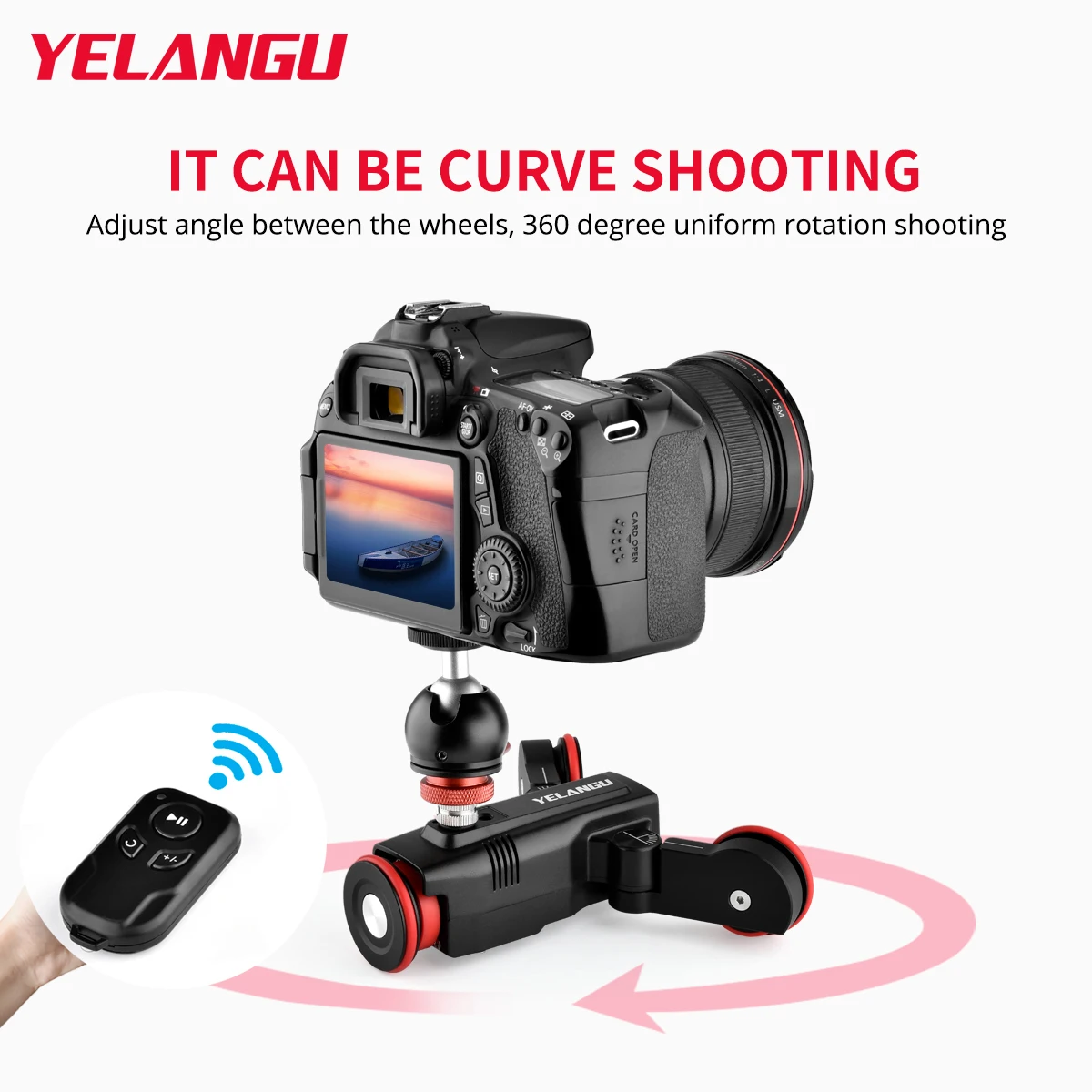 YELANGU L4X Motorized Camera Slider Video Dolly Electric Track Slider with Remote for DSLR Camera Camcorder Action Phone
