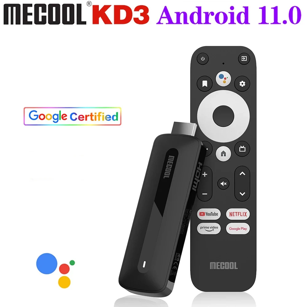 

Mecool KD3 Netflix 4K TV Stick Amlogic S905Y4 TV Box Android 11 2GB 8GB Google Certified Support AV1 Dual Wifi TV Dongle