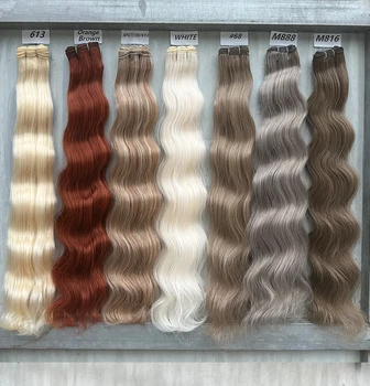 30Inches 200Grams Chocolate Ombre Brown 6# Highlight Blond 27/30/613 Bio Body Wave Hair Weave Bundles High Temperature Synthetic