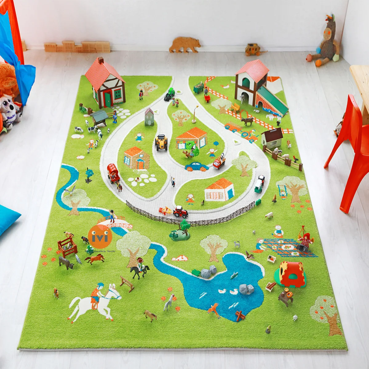 

3D Unique Playing Rugs For Kids & Toddlers Hygienic Anti allergic Farm Model Multi Sizes