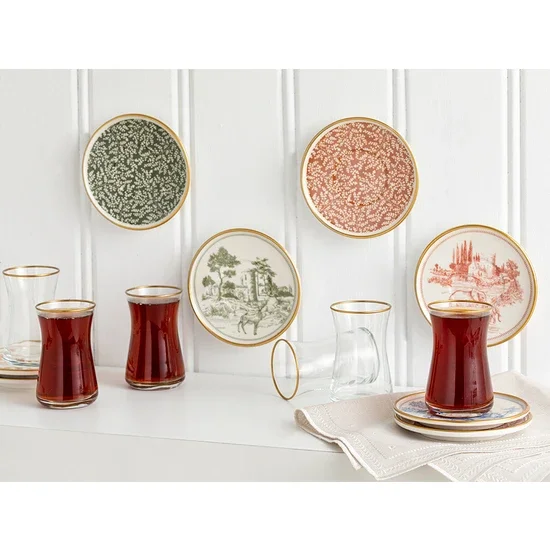 

Турецкий фарфор Зебра, чайный набор из 12 предметов, 160 мл, синий