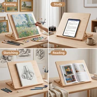 Adjustable Wooden Tabletop Easel 5 Angle Foldable Drawing Board Stand Portable Artist Painting Sketching Book Holder Reading Stand for Canvas Notebook Tablet 7