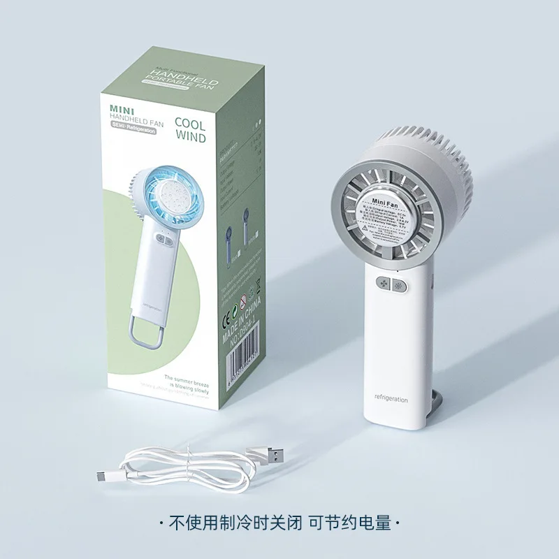2025 nuevo ventilador de refrigeración de compresa de hielo portátil recargable por USB pequeño ventilador eléctrico Turbo Semiconductor de escritorio