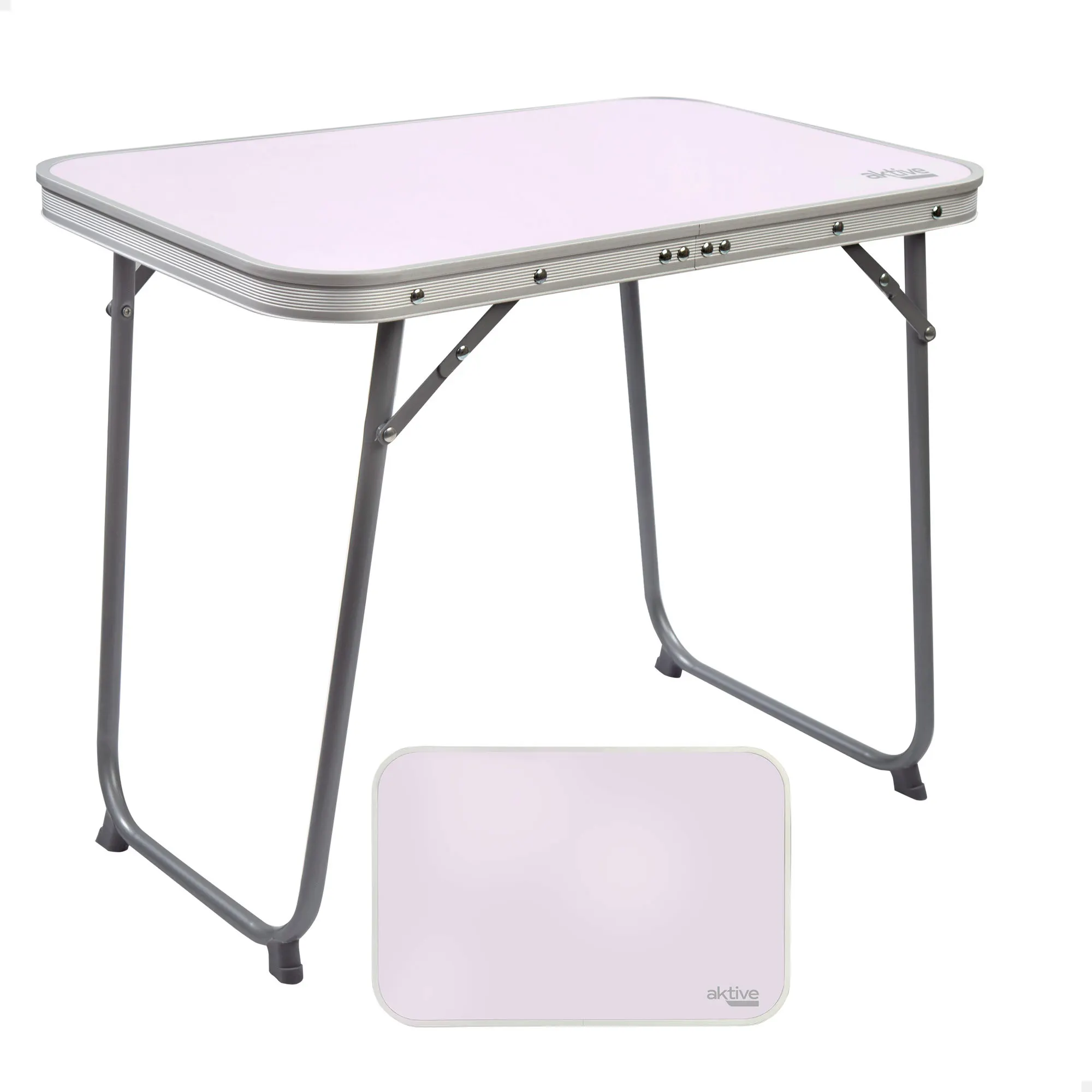Mesa plegable de aluminio para camping Aktive Camping 60x40x50 cm, Mesa plegable camping, Mesas para exterior, playa, Mesa con asa de transporte, Mesas plegables, Mesas ligeras, Mesa blanca plegable -