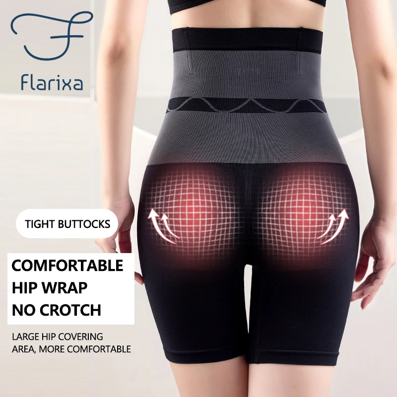 Flarixa High Waist Thermal Panties For Women Flat Belly Shaping Panties Seamless Boxer Safety Shorts Period Menstrual Underwear