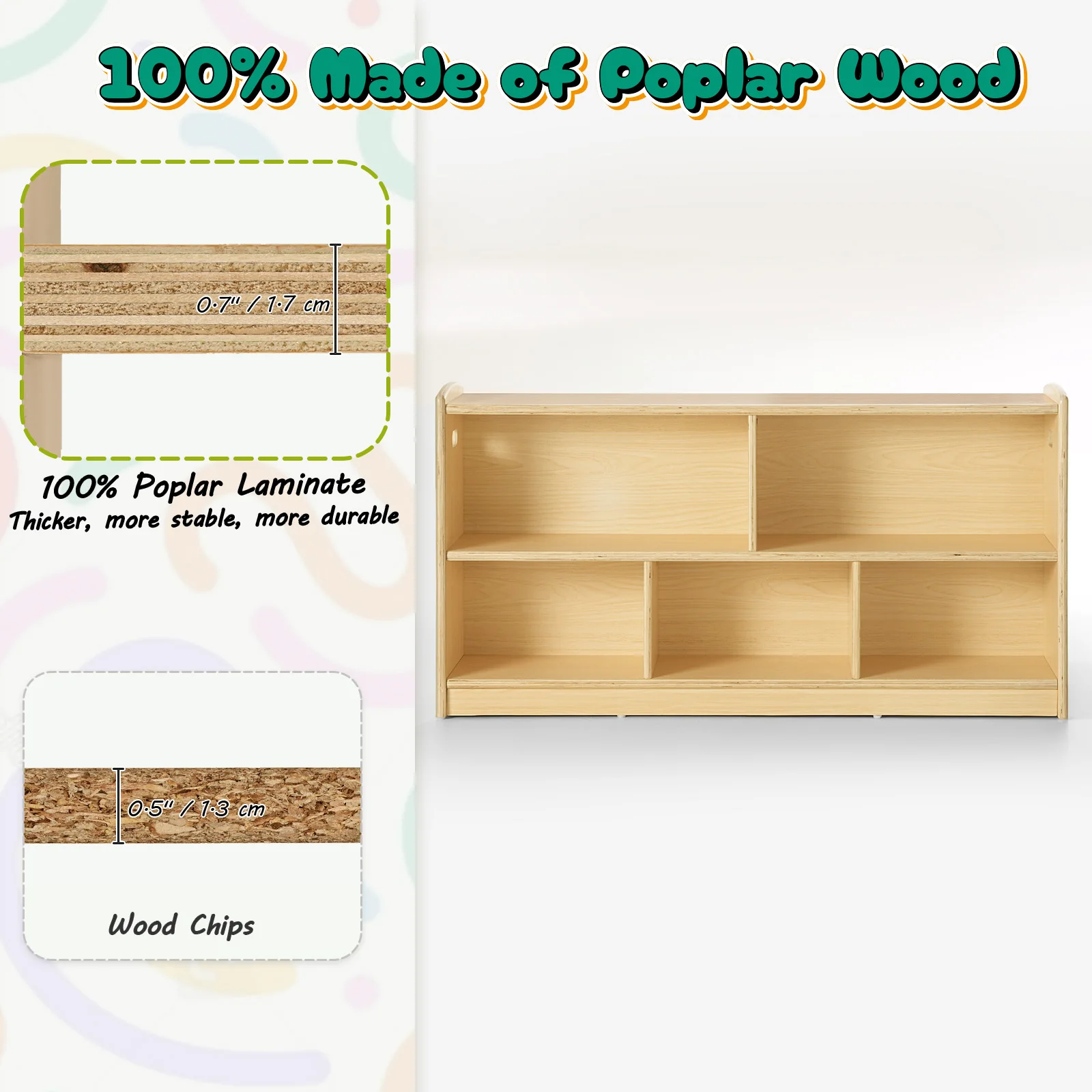 2-Tier Wood Montessori Cabinet for Kids,Toddler Room Book Shelves Toy Organizers and Storage,Small Book Shelf Storage for Baby 3