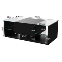 Table basse Anajqaqia 100x50x35cm, style nordique, finition brillante, LED, avec espace de rangement et tiroirs pour salon et balcon, noir 7