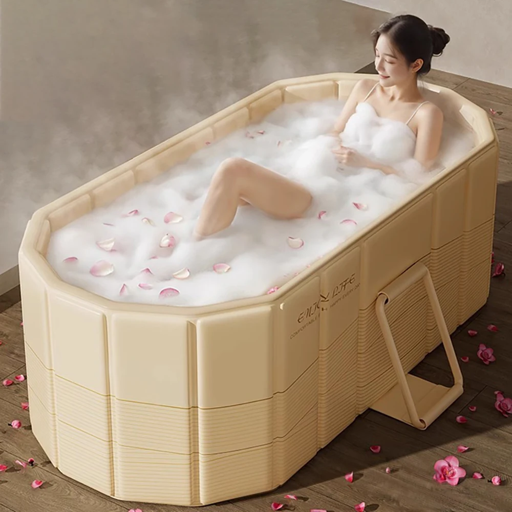 Baignoire pliable de 1.5m, grande baignoire Portable pour adulte, seau de bain Double corps complet, baignoire pliante, bain chaud et froid, SPA familial