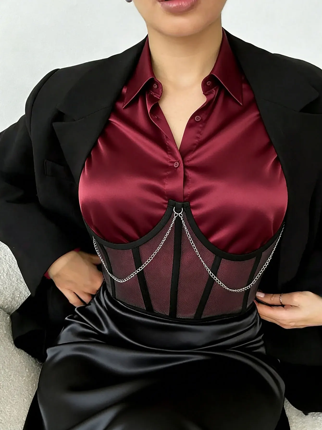 Close-up of transparent fabric panels with vertical seam details