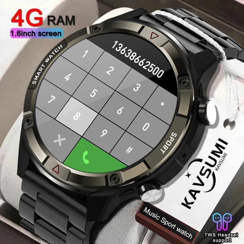 

Новинка 2023, умные часы с памятью 4G, AMOLED 454*454, HD, всегда отображают время, Bluetooth, звонки, умные часы для мужчин, наушники Huawei TWS