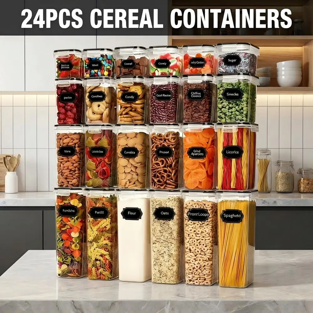 24pcs Coarse Grain Bucket Set Moisture-Proof Sealed Grain Storage Tank For Rice Soybean Flour & Grains Household Food Container