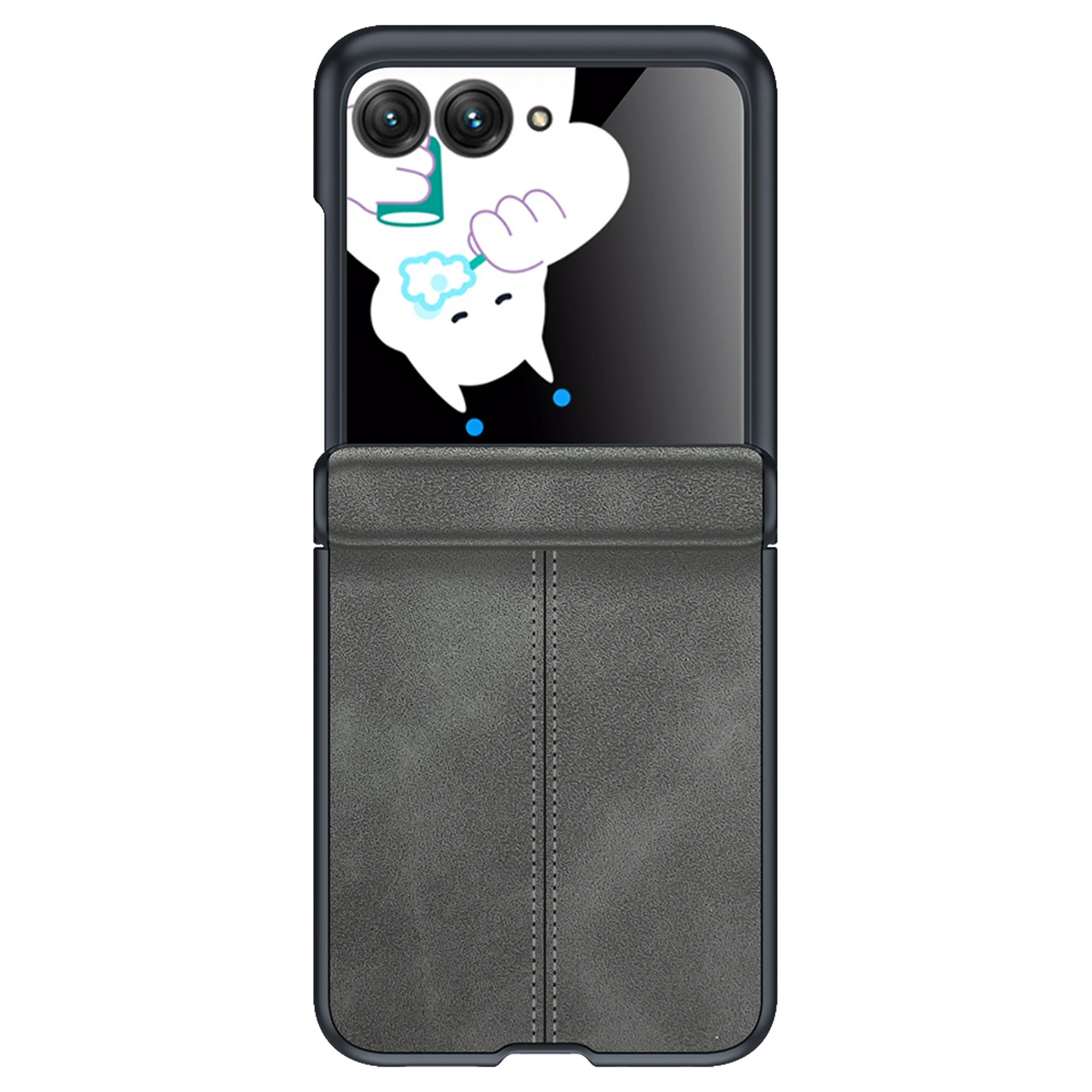 Sleek Black PU Leather Matte Shockproof Phone Case with Screen Protector
