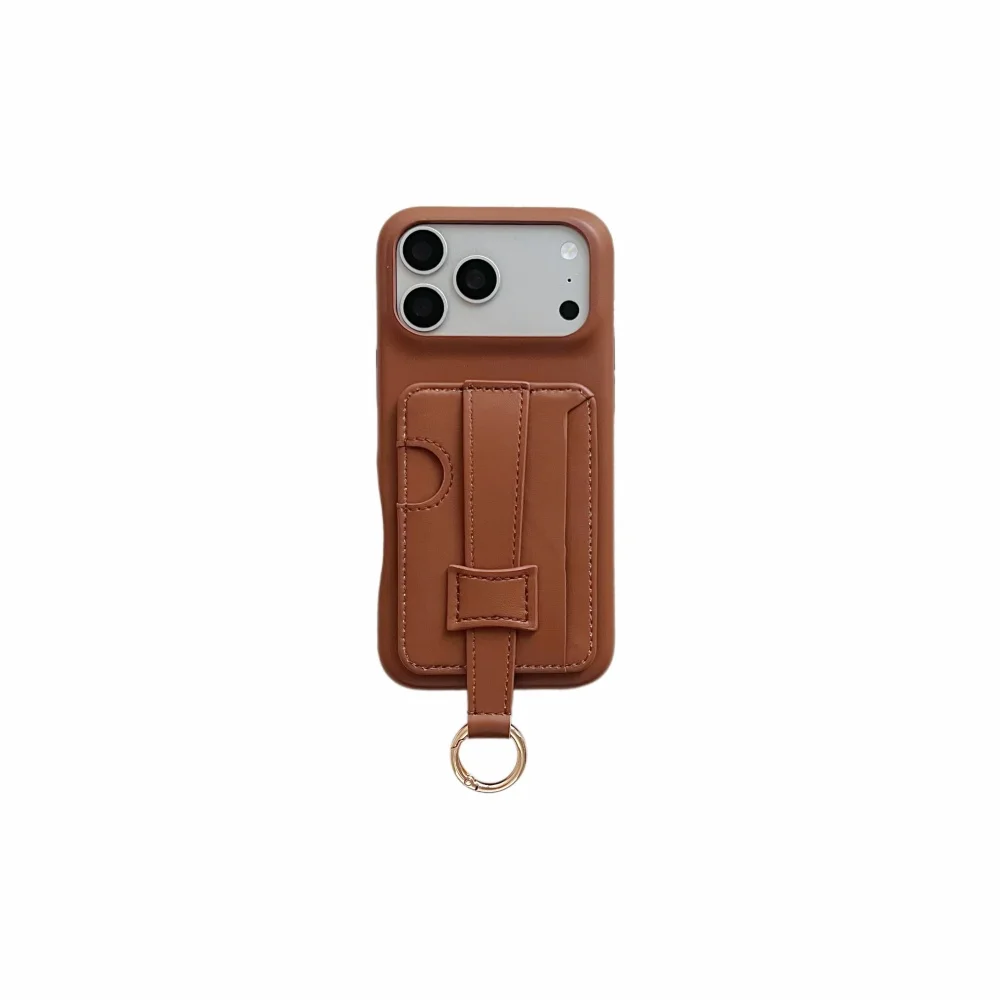 Elegant Leather Card Holder Phone Case - Simple, Personalized, Shock-Proof Design