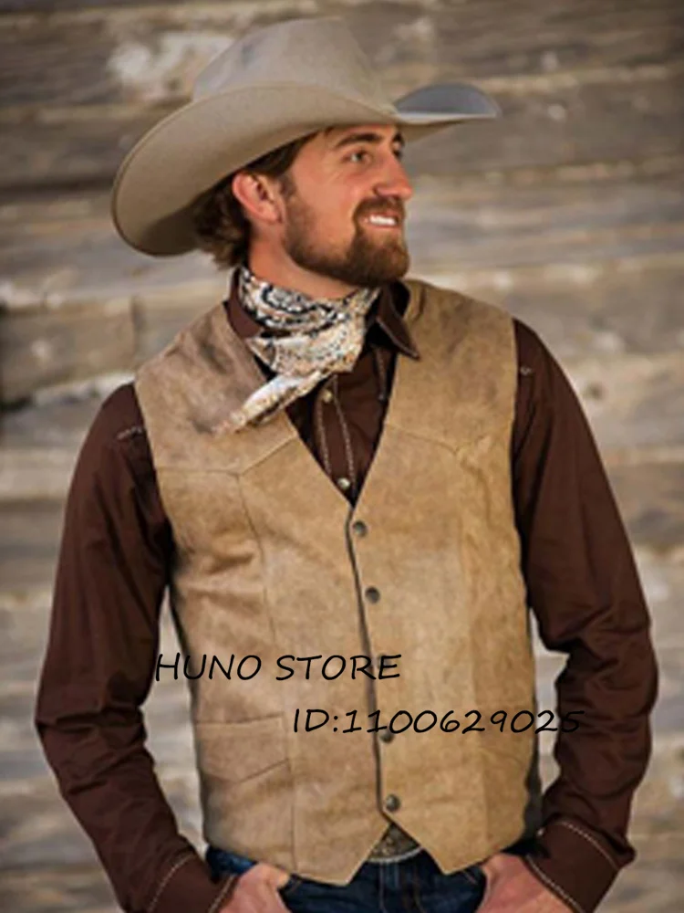 New Men's Suede Vest Single Breasted V Neck Sleeveless Jacket Casual