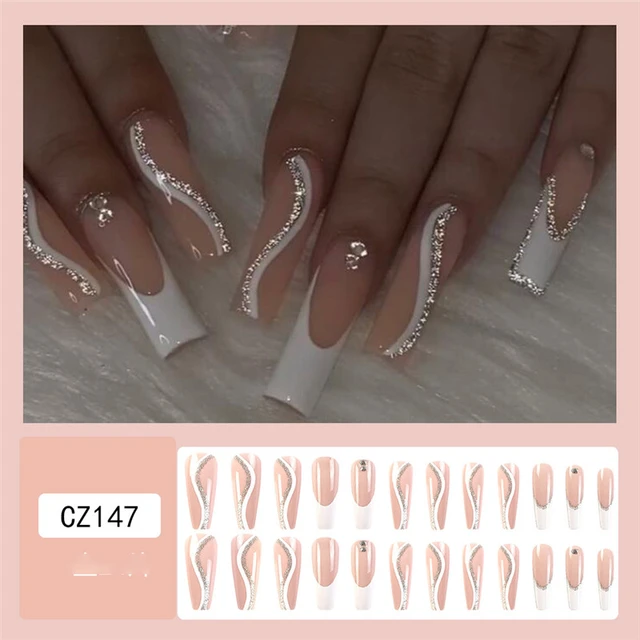 Pink Nails with White Lines | TikTok