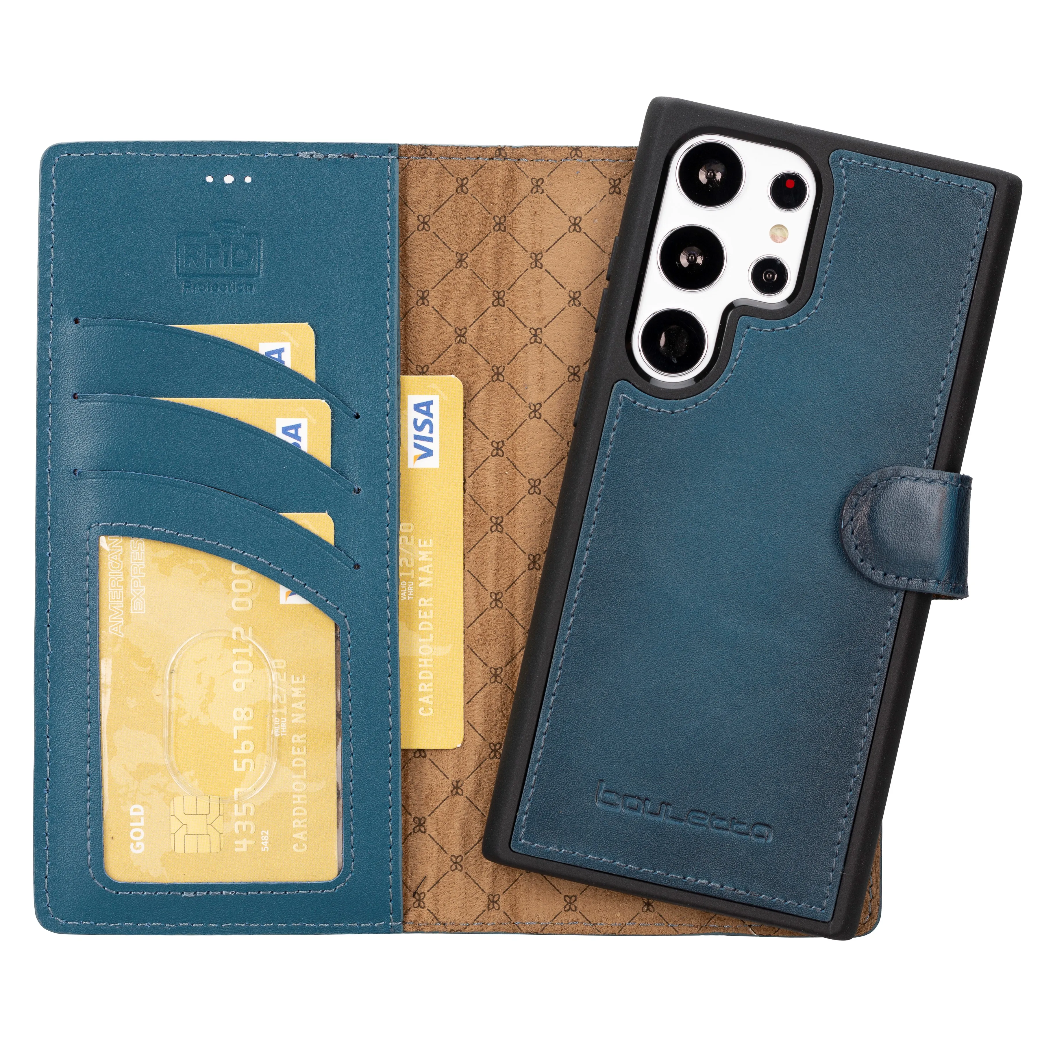 

Genuine Leather Handmade Magnetic Wallet Phone Case for Samsung Galaxy S23 Ultra Rfid and Wireless Compatible with CardHolder
