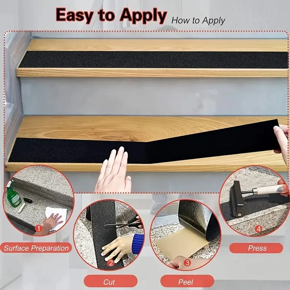 Anti Slip Tape Non-Slip Stair Treads Strip for Decoration and Warning-Tread for Stairs, Steps, Indoor, Outdoor