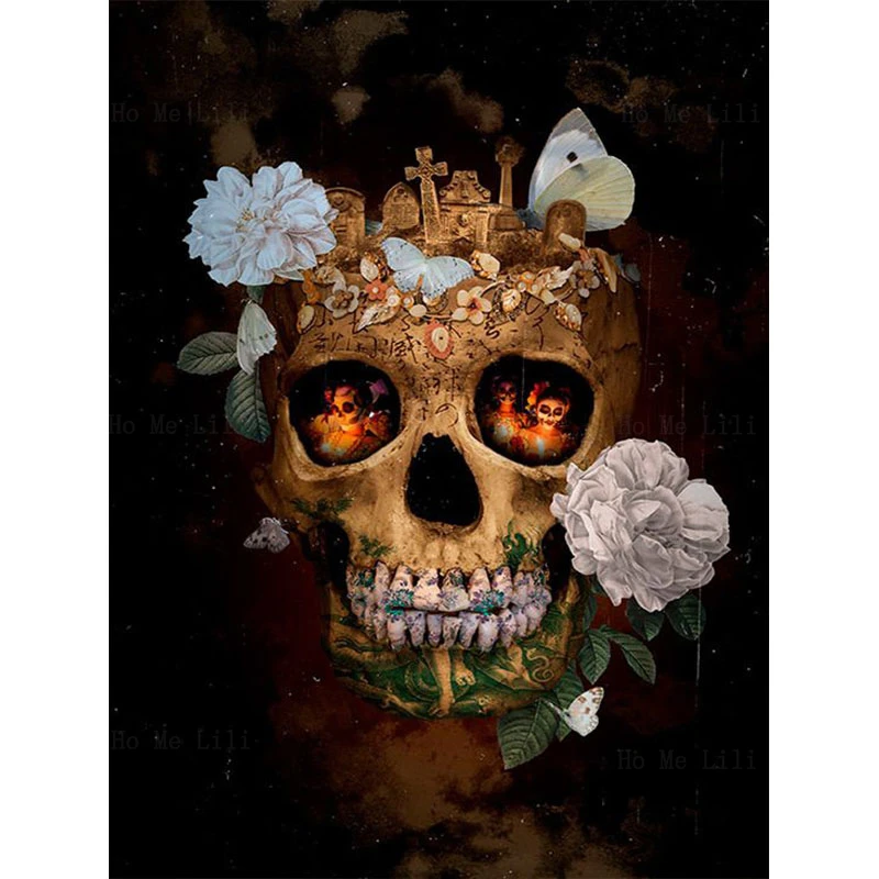 

Мексиканский День мертвых Сахар Череп и скелет с цветами холст стены Искусство от Ho Me Lili для фотографий