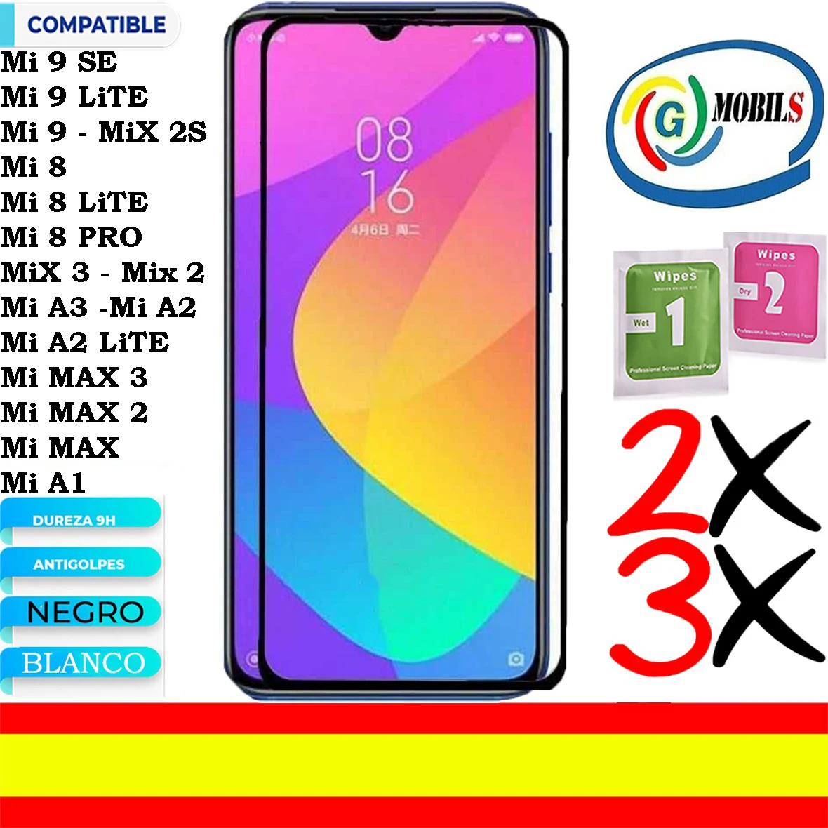 Pellicola Salvaschermo Compatibile Xiaomi Mi 9 Se, Mi 9 Lite, Mi 9, Mi 8, Mi 8 Lite, Mi 8 Pro, Mix 3, Mix 2, Mix 2S, Mi A3, Mi A2, Mi A2 Lite, Mi A1, 