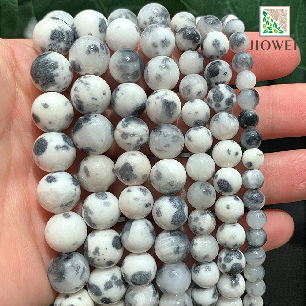 Tanio Kamień naturalny czarny biały perski Jades okrągłe luźne koraliki