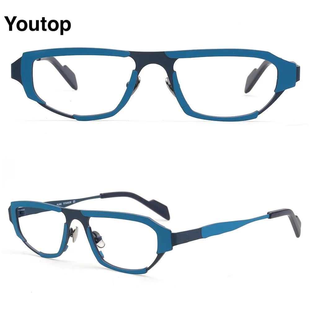 Niche Square Clip Pure Titanium Artistic Retro Myopia Sunglasses