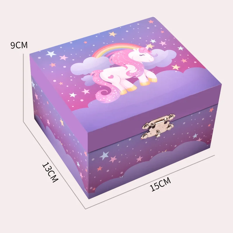Music Jewelry Box Storage Box Spinning Unicorn Paper Clockwork Music Box Cute Little Girl Princess Birthday Gift 6