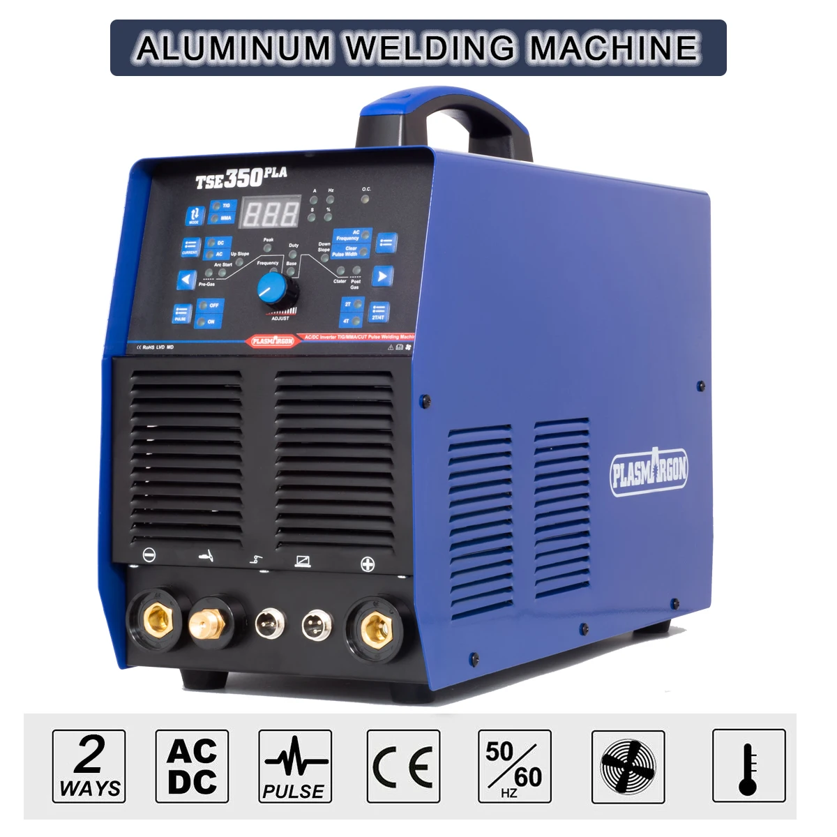 TSE350P AC/DC 350A Pulse Aluminum TIG Welder Stick ARC Inverter Automatic Welding Machine 110/220V Dual Voltage Blue 4