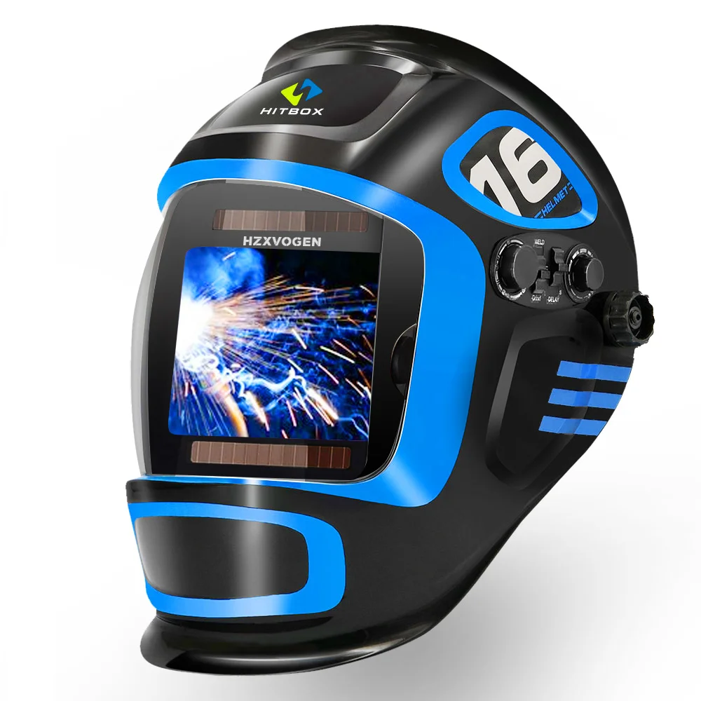 HITBOXWeldingHelmetAutoDarkeningLargeViewingScreenHoodSolar