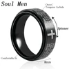 Trendy Stainless Steel Black Rings For Men Women Wedding Tungsten Carbide Rotatable Fidget Spinner Rings Anxiety Jewelry 6/8mm 1