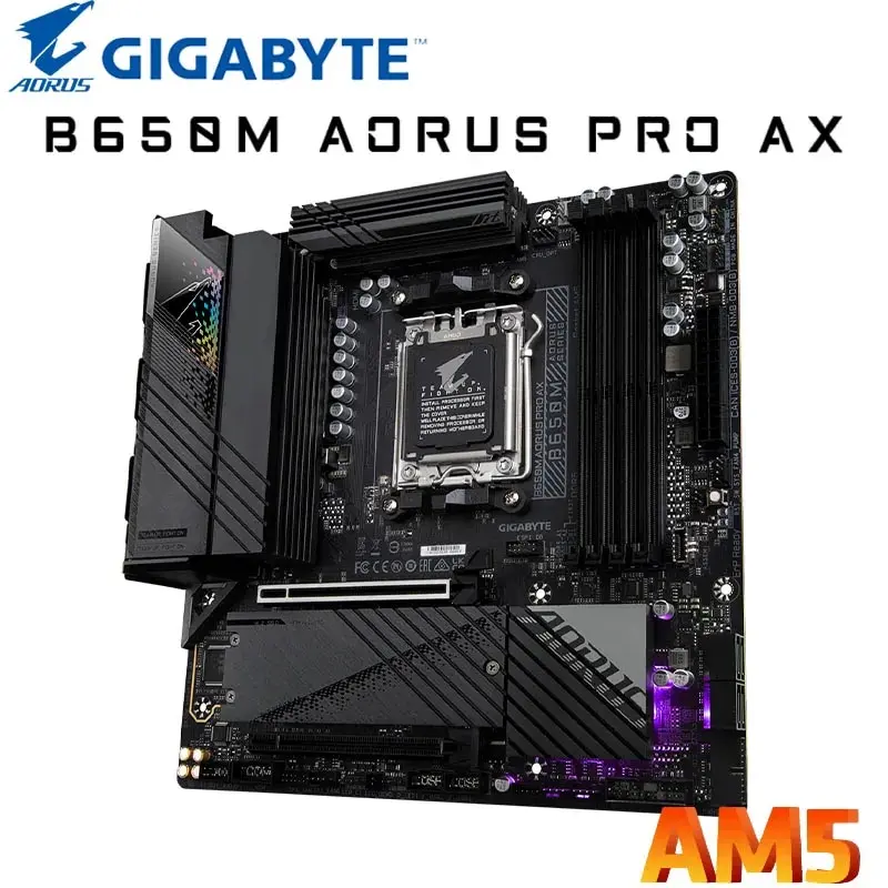 기가바이트 B650M AORUS PRO AX AMD Ryzen 7 7700 CPU 마더보드 키트, 4xDDR5 메모리, PCIe 5.0 M.2 지지대, WIFI6E 및 R7