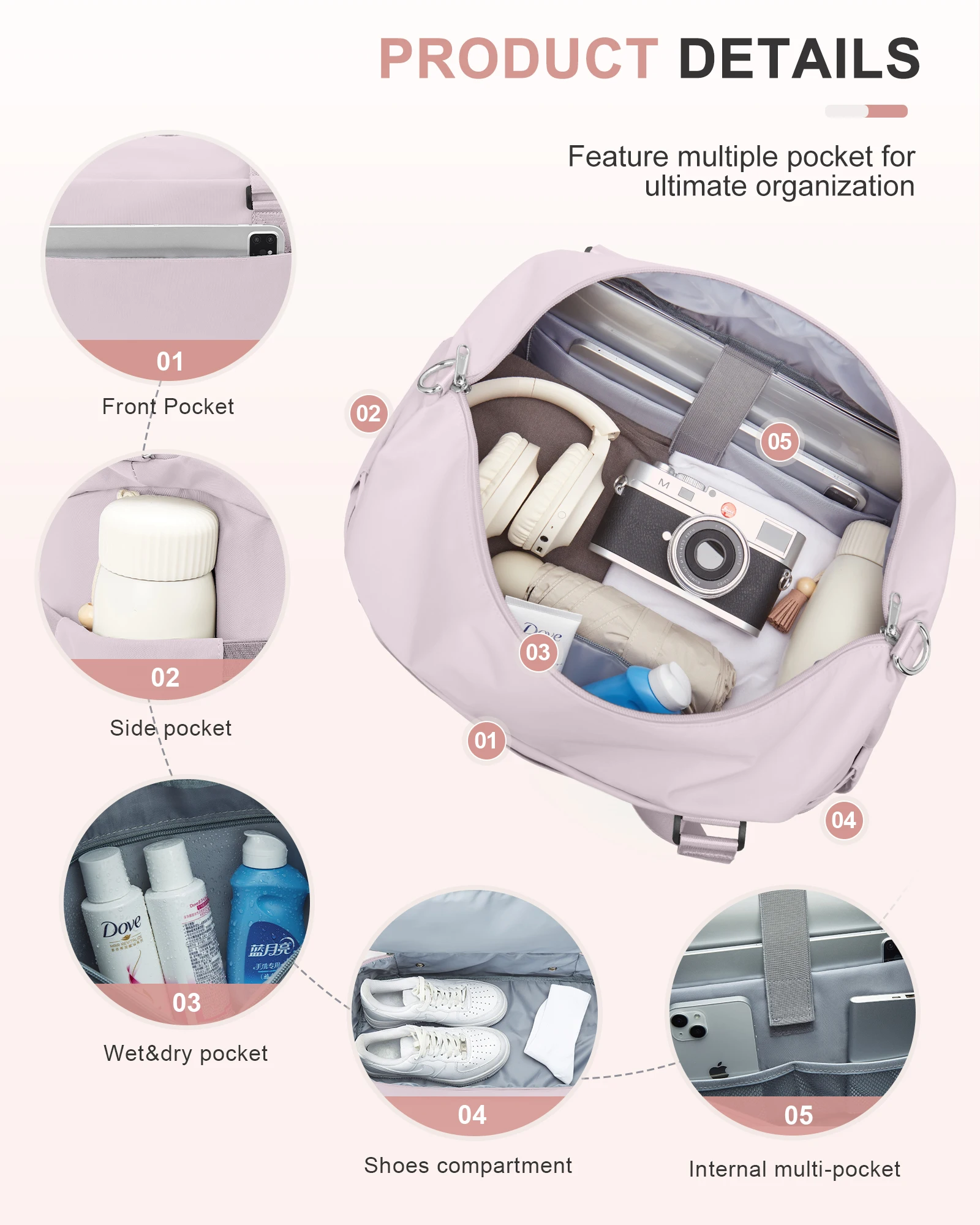 حقيبة قماشية نسائية، مثالية لقضاء عطلة نهاية الأسب...
