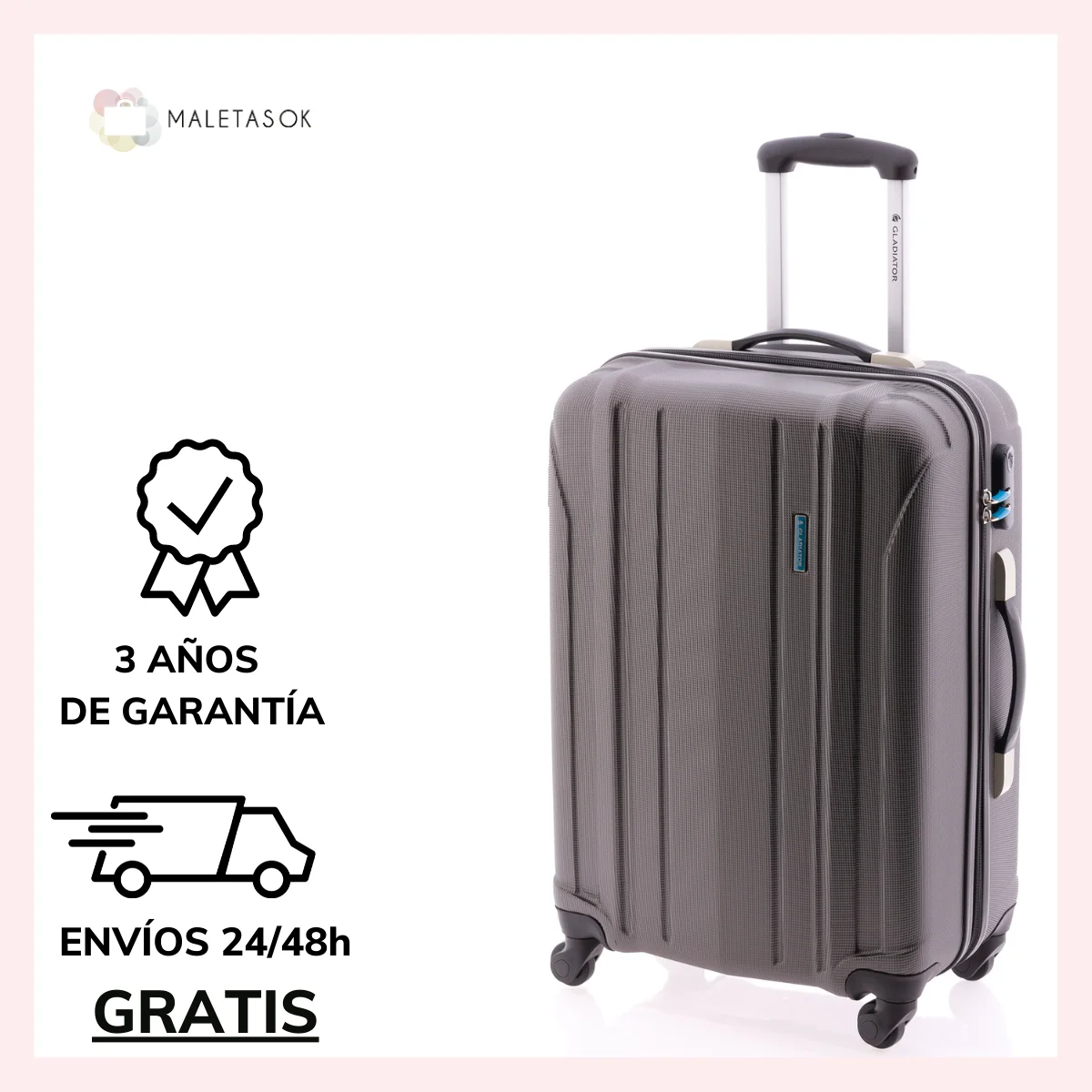 Maleta mediana colección Posh 4511 de Gladiator, con candado de ABS, tamaño mediano, cuatro ruedas dobles, 63 litros de color gris, equipaje de viaje| | - AliExpress