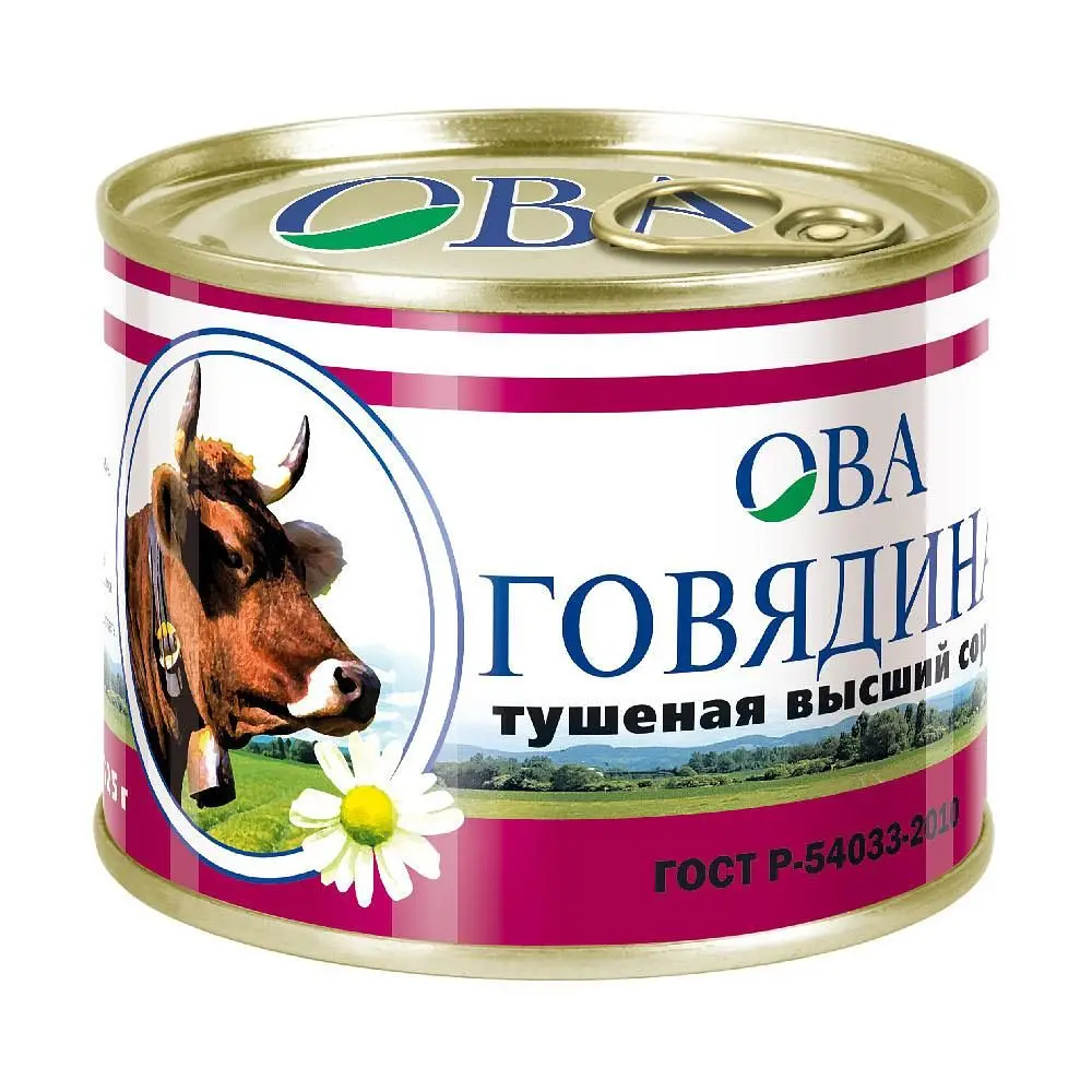 Упаковка 12 банок Говядина тушеная ОВА высший сорт