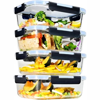 Contenitori per alimenti in vetro da 1520/640 ml, set di contenitori ermetici con valvole di rilascio del vapore, senza BPA, scatole da cucina 2