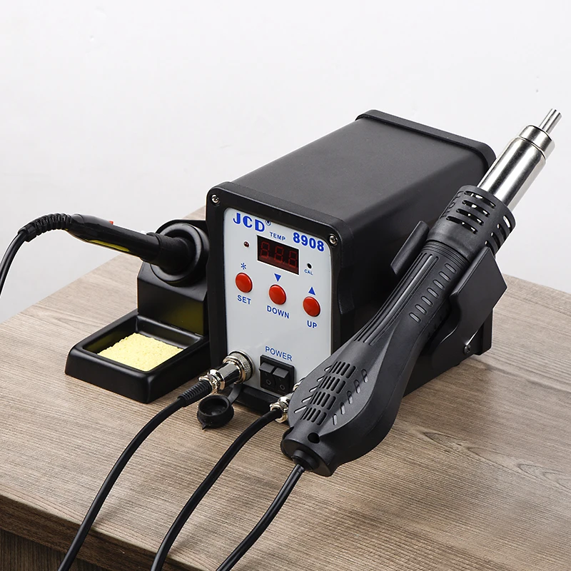 QHTITEC Soldering Station 2 in 1 750W Welding Repair Soldering Iron With Hot Air Gun SMD BGA Rework LCD Digital Station 8908