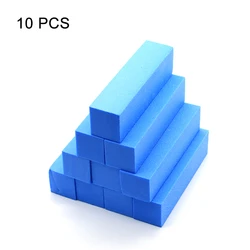 Nail Art Buffing Block - White Sponge File for Smooth Manicure & Pedicure Excellence (Blue - 10pcs)