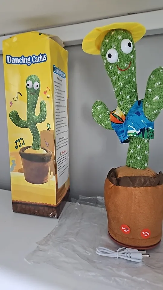 Kit 1/2 Cacto Dançante e Falante Interativo Recarregavel Reproduz Voz, Música, Dança, Luzes, Pelúcia Boneco Brinquedo+cabo photo review