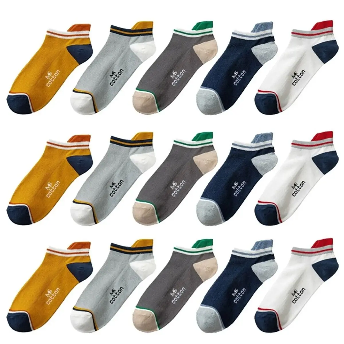 5- 10- 15 pairs Mens and Womens Socks Multicolor Breathable Comfortable High Quality Ankle Shallow Low Top Sport Tube Socks