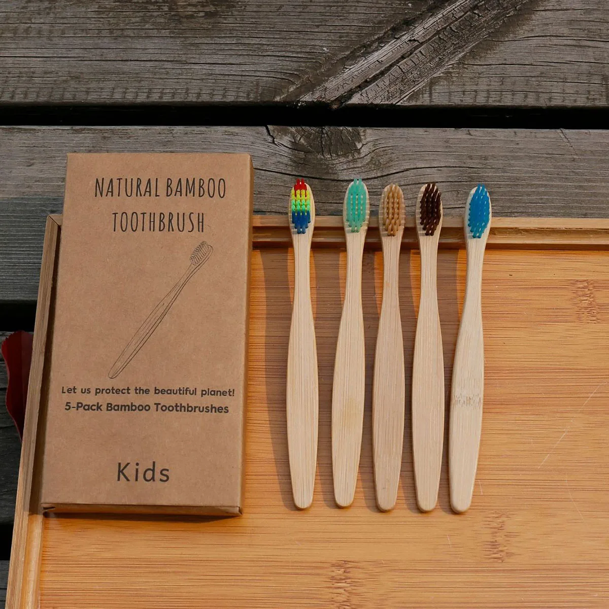 10pcs Adult Box Bamboo Toothbrush Bamboo Charcoal Soft Hair Toothbrush Degradable and Reusable Disposable for  Use