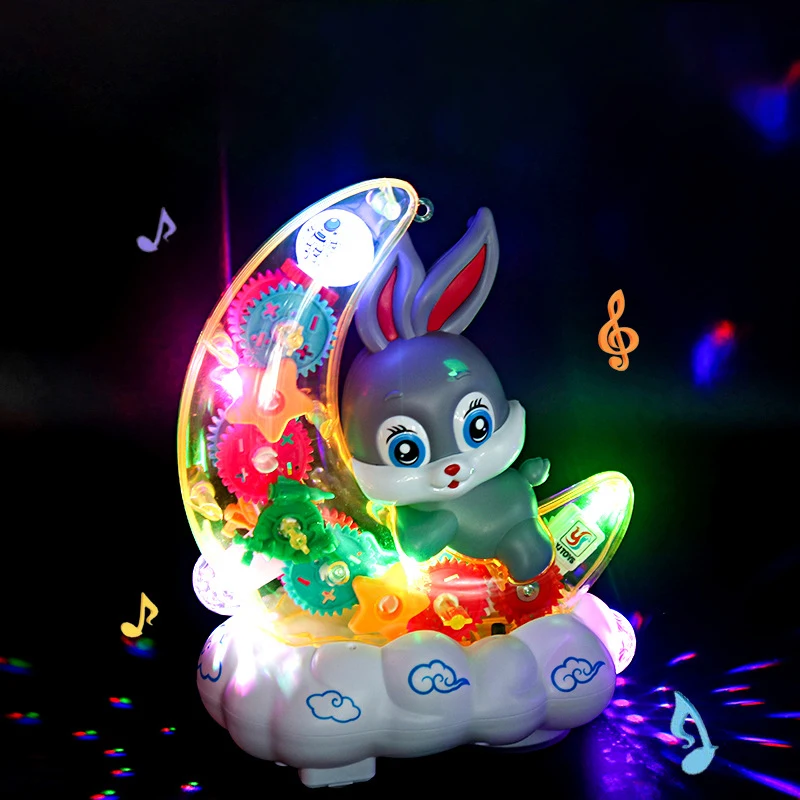 Electronic Pet Rabbit Transparent Gear Moon Rabbit Toy Car Children's Interactive Playmate Educational Crawling Toys For Baby 4