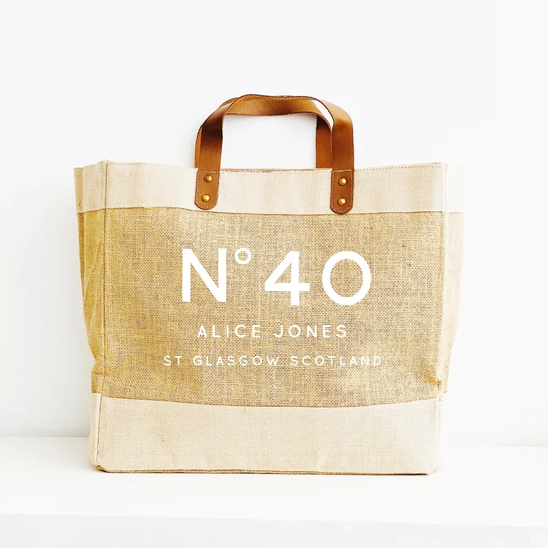 Personalised Birthday Bag Natural Jute Tote Bag Birthday Gift Ideas 40th, 50th, 60th, 70th, 18th, 21st Custom Shopping Bag the art of the 20th and 21st centuries