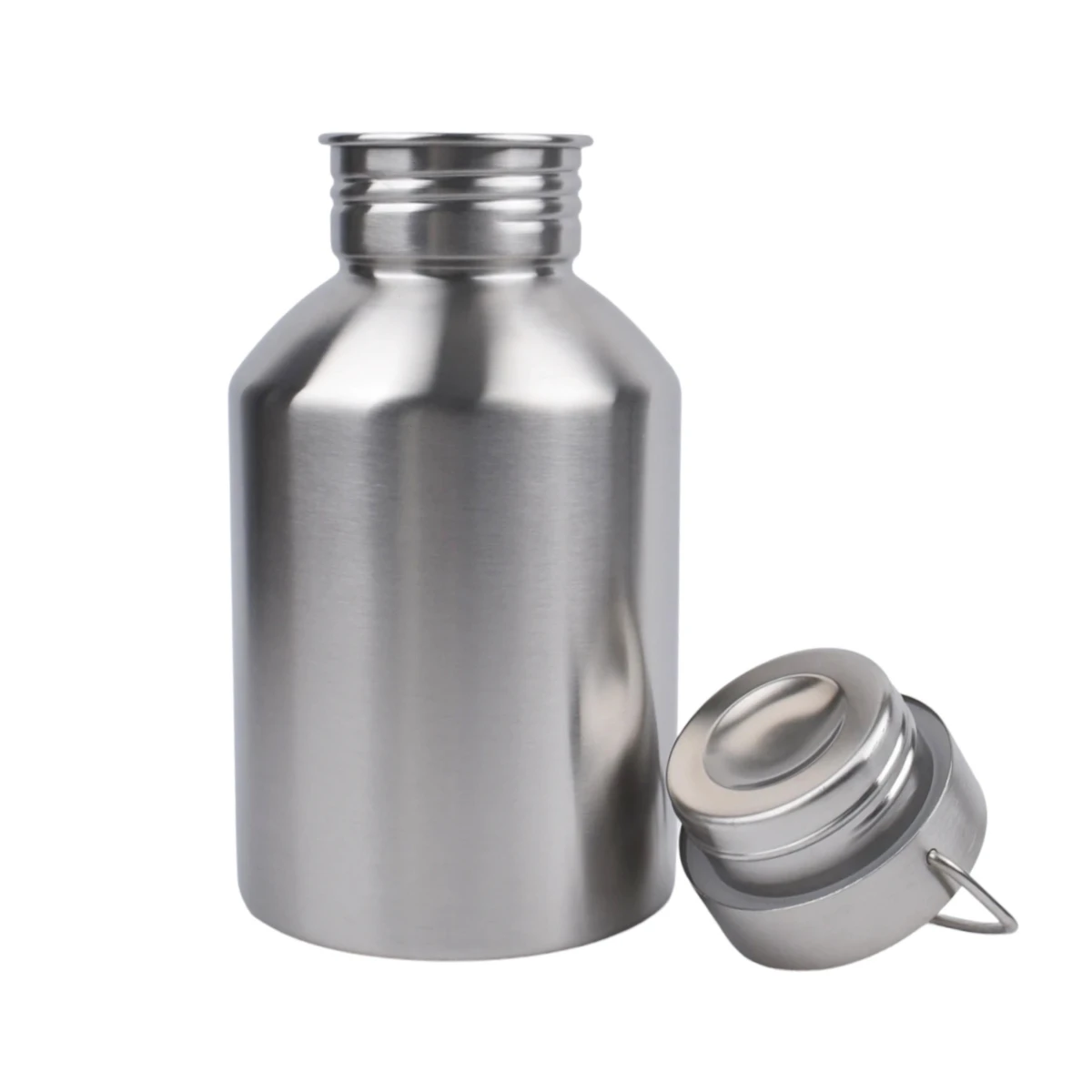 2000ML 대용량 스테인레스 스틸 물병 스포츠 금속 병, 차가운 & 뜨거운 누출 방지 여행 머그잔을위한 단일 벽 병