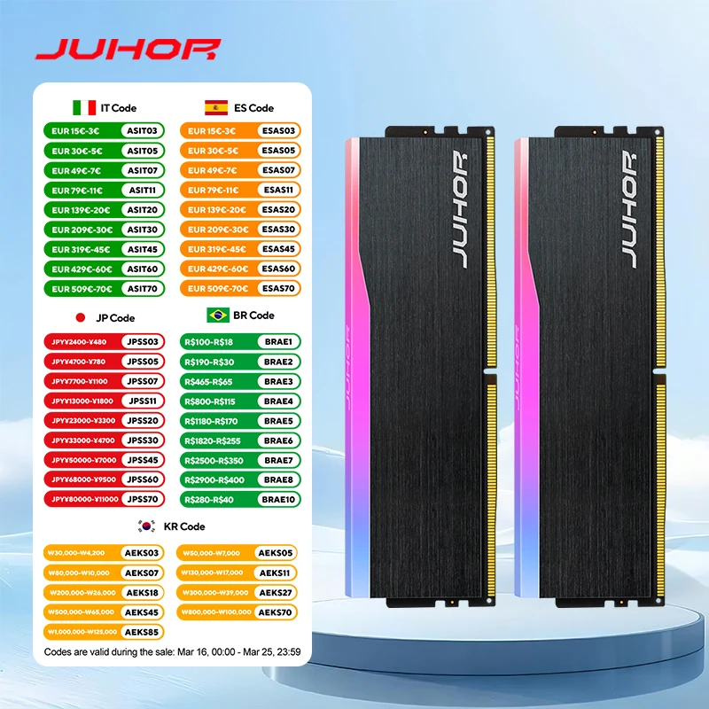 JUHOR DDR5 16GBx2 6000MHz 6400MHz RGB DDR5 32GB DIMM JUHOR DDR5 16GBx2 6000MHz 6400MHz RGB DDR5 32GB DIMM
