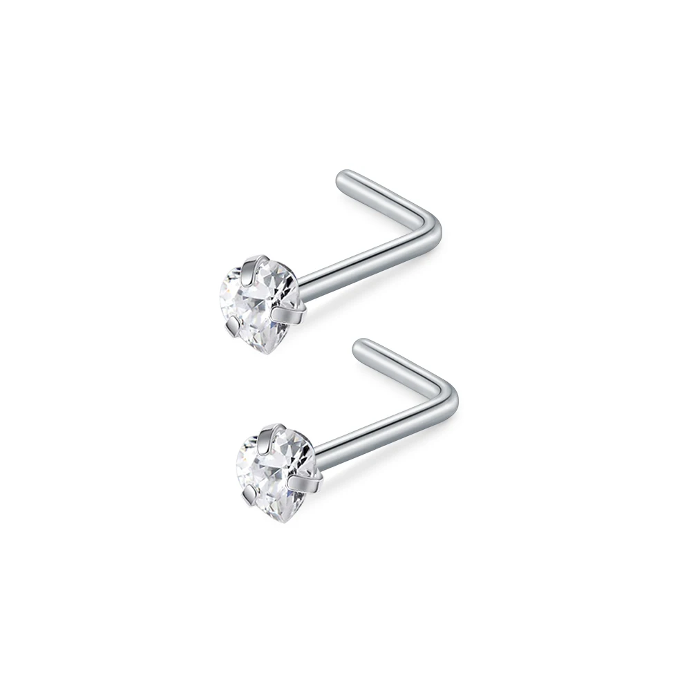 ترصيع أنف على شكل قلب حب ، ديكور زركونيا مكعب ، حل...