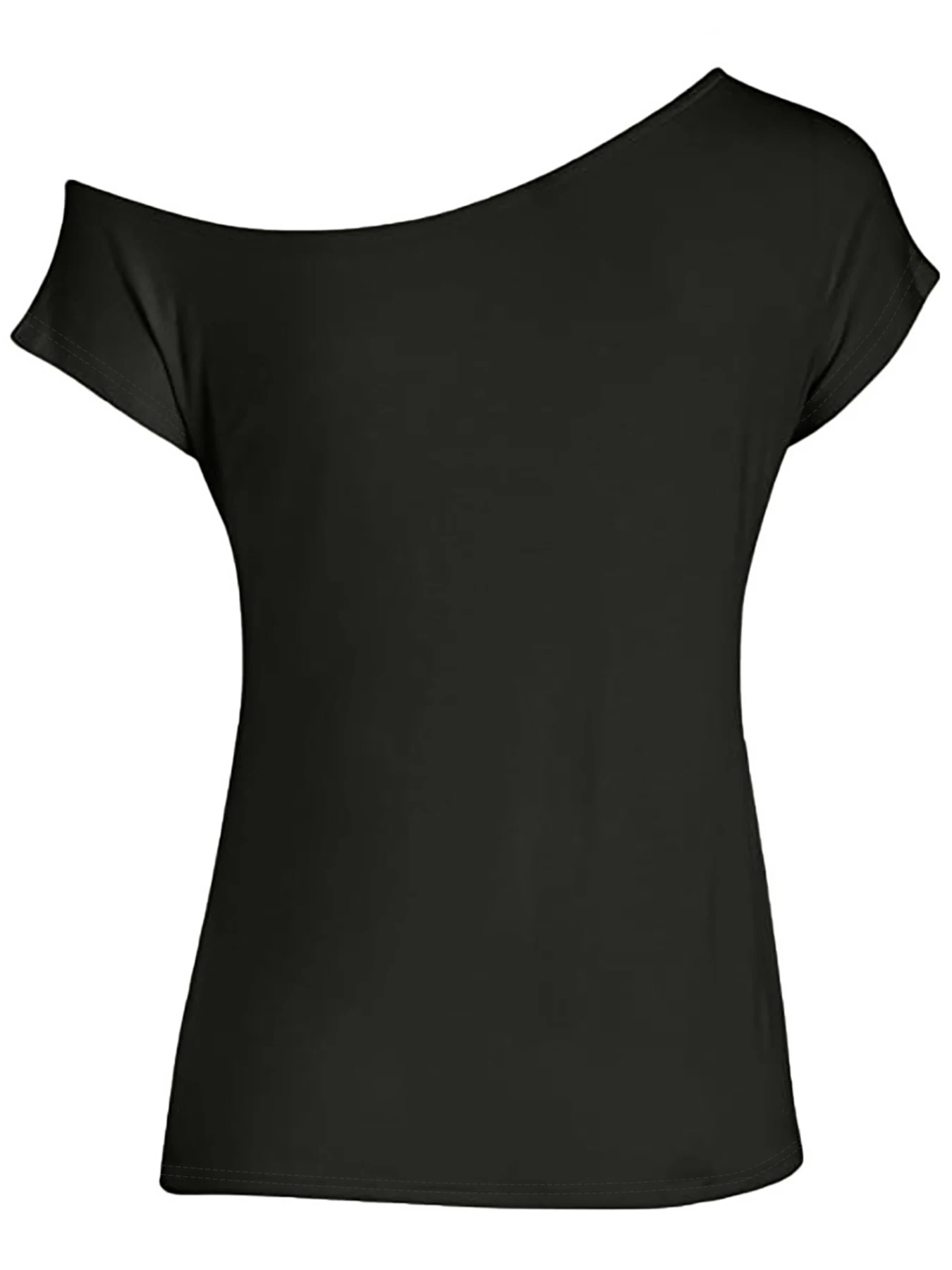 Xuanshow klassische Liebe Herz druck Frau schlanke dünne schräge Schulter T-Shirts Kleidung für Kostüm – Detail 7